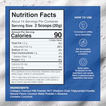 VitaCup Keto + Collagen Coffee Creamer Vanilla Flavor with MCT, Collagen Protein, Coconut Water, L-Theanine for Keto Diet, Use in Coffee, Smoothies, & Shakes, Dairy-Free, Gluten-Free, Soy-Free, 10oz