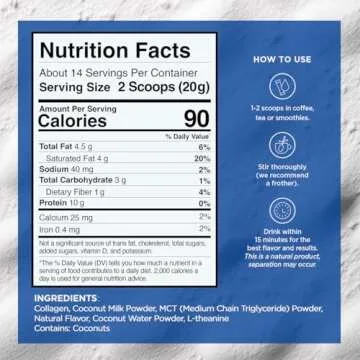 VitaCup Keto + Collagen Coffee Creamer Vanilla Flavor with MCT, Collagen Protein, Coconut Water, L-Theanine for Keto Diet, Use in Coffee, Smoothies, & Shakes, Dairy-Free, Gluten-Free, Soy-Free, 10oz