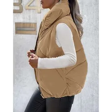 Stylish MEROKEETY Women's Lightweight Puffer Vest with Pockets