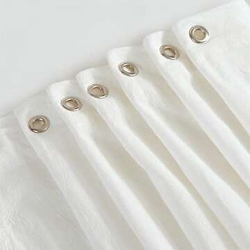 YoKii Mermaid Ruffle 72x72 100% Cotton Ivory White French Country Shabby Chic Shower Curtains Boho Farmhouse Country Cottage Aesthetic Bathroom Decors