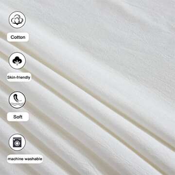 YoKii Mermaid Ruffle 72x72 100% Cotton Ivory White French Country Shabby Chic Shower Curtains Boho Farmhouse Country Cottage Aesthetic Bathroom Decors