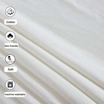 YoKii Mermaid Ruffle 72x72 100% Cotton Ivory White French Country Shabby Chic Shower Curtains Boho Farmhouse Country Cottage Aesthetic Bathroom Decors