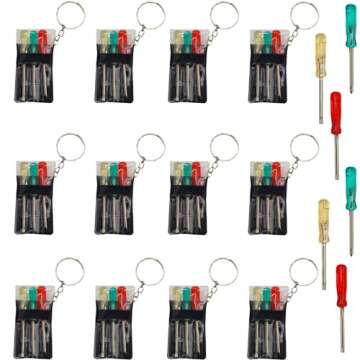 Chochkees Mini Screwdriver Set Keychain, 2.5" Inches With Key Chain, Flat Head, Phillips Screwdriver...