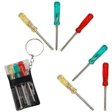 Chochkees Mini Screwdriver Set Keychain, 2.5" Inches With Key Chain, Flat Head, Phillips Screwdriver 3 Colors (12-Pack)