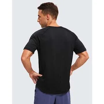 CRZ YOGA Mens Lightweight Athletic T-Shirts Moisture Wicking Running Workout Shirt Short Sleeve Gym ...