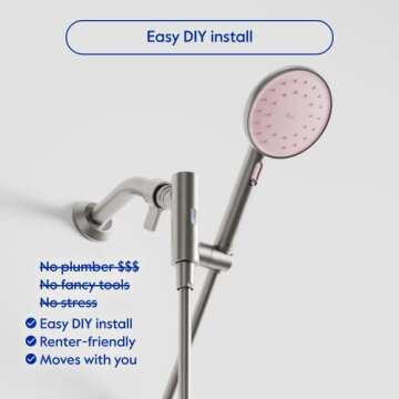 hai Smart Shower Head, Bluetooth Handheld Water Saving Showerhead with Adjustable High Pressure to Spa-Like Mist, Stainless Steel, Easy Installation, Customizable LED Lights, Rose Quartz, 1.8 GPM