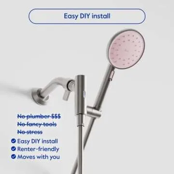 hai Smart Shower Head, Bluetooth Handheld Water Saving Showerhead with Adjustable High Pressure to Spa-Like Mist, Stainless Steel, Easy Installation, Customizable LED Lights, Rose Quartz, 1.8 GPM