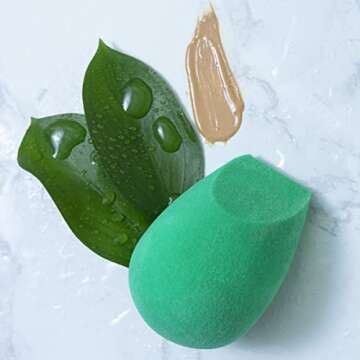 EcoTools Ecofoam Perfect Blender Duo Sponge, Beauty Sponges For Flawless Foundation Coverage, Eco-Friendly Makeup Sponges, Best For Liquid & Cream Makeup Products, Cruelty-Free & Vegan, 2 Piece Set