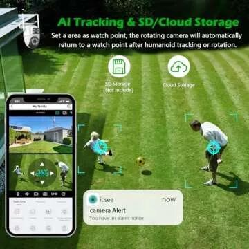 Security Camera Outdoor,【6MP Dual Lens】WiFi Outside Camera for Home Security with Power Cord, 360° View, Auto Tracking, Human Detection, Color Night Vision, IP66 Waterproof, 24/7 Record, SD/Cloud