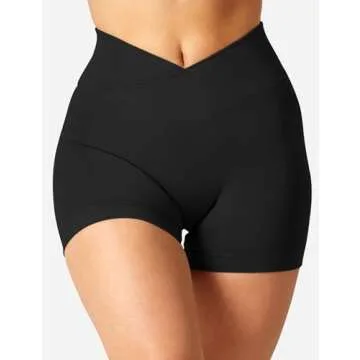 YEOREO Women's Seamless Scrunch Workout Shorts - Black