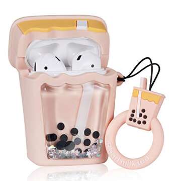 Coralogo for Airpods 1/2 Cute Case, 3D Cartoon Food Boba Fashion Soft Silicone Airpod Skin Funny Fun...