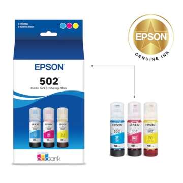 EPSON 502 EcoTank Ink Ultra-high Capacity Bottle Color Combo Pack Works with ET-2750, ET-2760, ET-28...