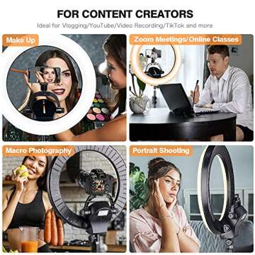 UBeesize 17.5” Led Ring Light with Wireless Control, Compatible with DSLR Cameras, Cell Phones and Webcams