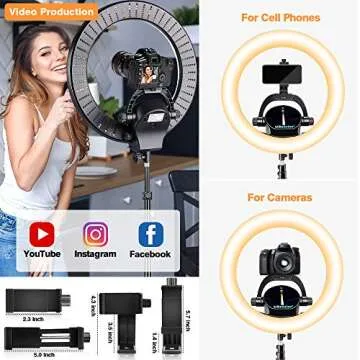 UBeesize 17.5" LED Ring Light for Flexible Photography
