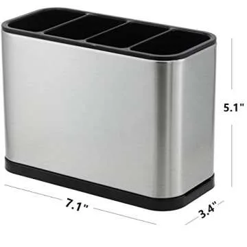 KESOL Kitchen Utensil Holder, Stainless Steel Utensil Drying Rack Flatware Holder Sinkware Caddy Countertop Organizer with 4 Divided Compartments, Rust Proof