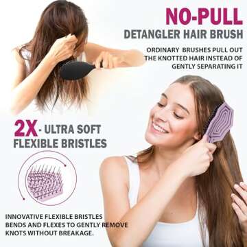 Fiora Naturals Hair Detangling Brush -100% Bio-Friendly Hair Detangler Brush w/Ultra-soft Bristles- ...