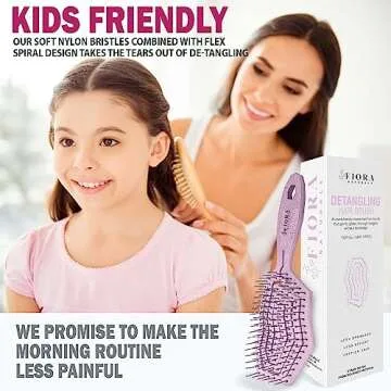 Fiora Naturals Hair Detangling Brush -100% Bio-Friendly Hair Detangler Brush w/Ultra-soft Bristles- Glide Through Tangles with Ease - For Curly, Fine, Women, Men, Kids, Toddlers, Wet and Dry Hair
