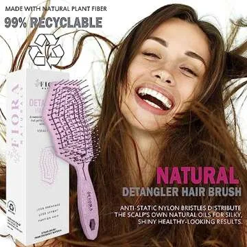 Fiora Naturals Hair Detangling Brush -100% Bio-Friendly Hair Detangler Brush w/Ultra-soft Bristles- Glide Through Tangles with Ease - For Curly, Fine, Women, Men, Kids, Toddlers, Wet and Dry Hair