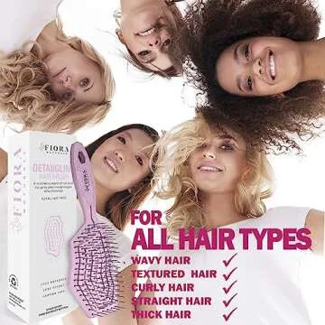 Fiora Naturals Hair Detangling Brush -100% Bio-Friendly Hair Detangler Brush w/Ultra-soft Bristles- Glide Through Tangles with Ease - For Curly, Fine, Women, Men, Kids, Toddlers, Wet and Dry Hair