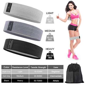Resistance Bands,Exercise Bands Set for Legs and Butt,Thick Wide Non-Slip Fabric Workout Bands,Elastic Strength Booty Bands,Fitness Bands for Home Gym Pilates Yoga Stretching Squat Glute Hip Training