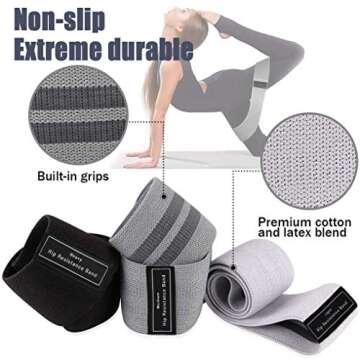 Resistance Bands,Exercise Bands Set for Legs and Butt,Thick Wide Non-Slip Fabric Workout Bands,Elastic Strength Booty Bands,Fitness Bands for Home Gym Pilates Yoga Stretching Squat Glute Hip Training