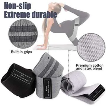 Resistance Bands,Exercise Bands Set for Legs and Butt,Thick Wide Non-Slip Fabric Workout Bands,Elastic Strength Booty Bands,Fitness Bands for Home Gym Pilates Yoga Stretching Squat Glute Hip Training