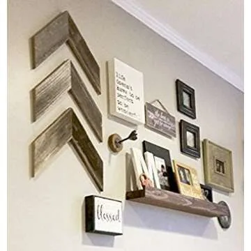 BARNWOODUSA Reclaimed Wood Chevron Arrow, Rustic Wall Mount Decor, Weathered Gray Decorations