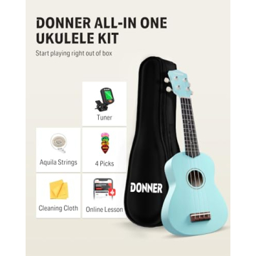 Donner Soprano Ukulele Beginner Kit with Free Online Lessons