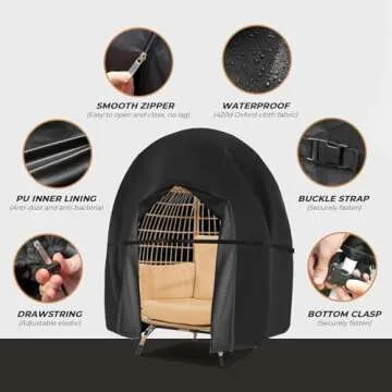 Egg Chair Cover Waterproof Double Egg Chair Covers for Outdoor Furniture 420D Patio Hanging Swing Chair Cover 91x80 inches