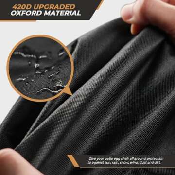 Egg Chair Cover Waterproof Double Egg Chair Covers for Outdoor Furniture 420D Patio Hanging Swing Chair Cover 91x80 inches