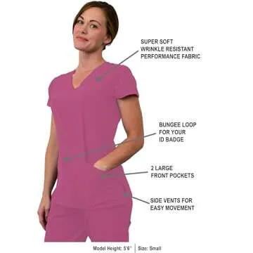 Green Town Scrubs for Women Scrub Set - Jogger Pant and V-Neck Top, 6 Pockets, Easy Care Uniforms-Du...