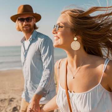 HAIAISO 9Pairs Clip on Drop Earrings for Women Statement Rattan Resin Acrylic Tassel Drop Dangle Earrings Lightweight Geometric Hoop Non Piercing Fashion Earrings-style