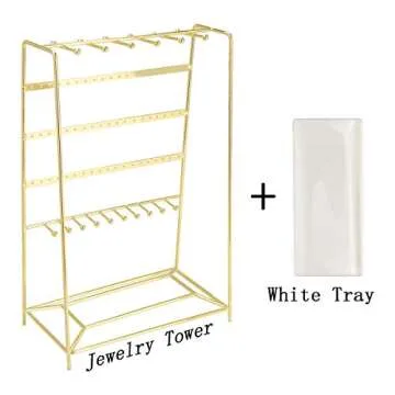 MORIGEM Jewelry Stand with Tray for Necklaces and Earrings