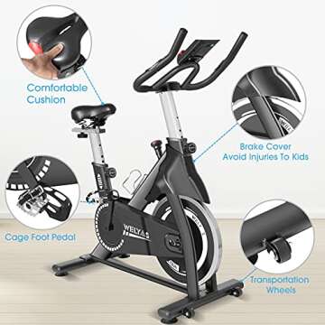 WELYAS Indoor Cycling Bike Stationary Exercise - Comfort & Technology