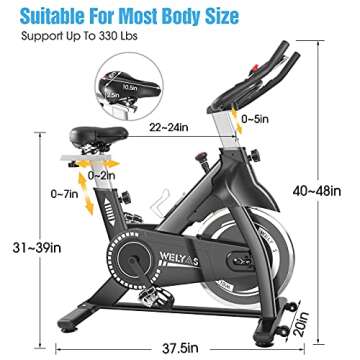 WELYAS Indoor Cycling Bike Stationary Exercise - Comfort & Technology
