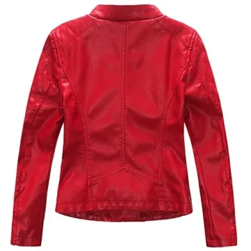 Girls Moto Bomber Faux Jacket for Trendy Outdoor Fun