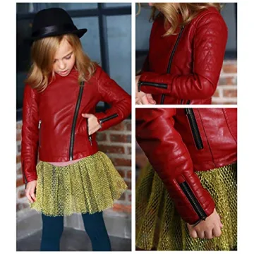 Girls Moto Bomber Faux Jacket for Trendy Outdoor Fun