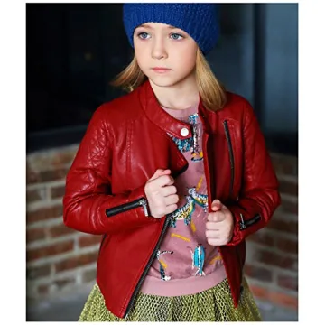 Girls Moto Bomber Faux Jacket for Trendy Outdoor Fun