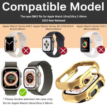 Miimall Compatible for Apple Watch Ultra/Ultra 2 49mm Case Hard Electroplating PC Frame [Without Scr...
