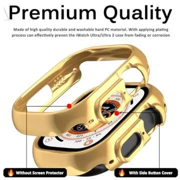 Miimall Compatible for Apple Watch Ultra/Ultra 2 49mm Case Hard Electroplating PC Frame [Without Screen Protector] Ultra-Thin Woman Man Protective Bumper Shell Case for Apple Watch Ultra 2 49mm(Gold)