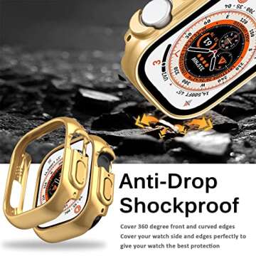 Miimall Compatible for Apple Watch Ultra/Ultra 2 49mm Case Hard Electroplating PC Frame [Without Screen Protector] Ultra-Thin Woman Man Protective Bumper Shell Case for Apple Watch Ultra 2 49mm(Gold)