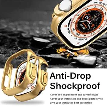 Miimall Compatible for Apple Watch Ultra/Ultra 2 49mm Case Hard Electroplating PC Frame [Without Screen Protector] Ultra-Thin Woman Man Protective Bumper Shell Case for Apple Watch Ultra 2 49mm(Gold)