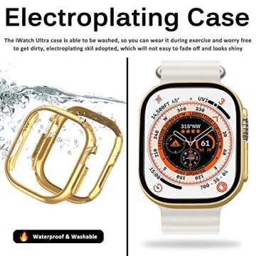 Miimall Compatible for Apple Watch Ultra/Ultra 2 49mm Case Hard Electroplating PC Frame [Without Screen Protector] Ultra-Thin Woman Man Protective Bumper Shell Case for Apple Watch Ultra 2 49mm(Gold)