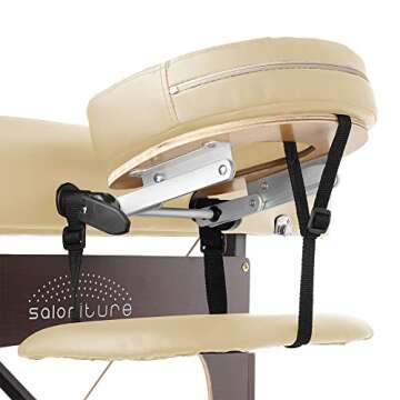 Saloniture Professional Portable Lightweight Bi-Fold Memory Foam Massage Table with Reiki Panels - I...