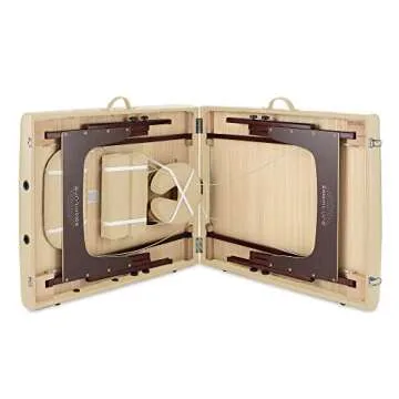 Saloniture Professional Portable Lightweight Bi-Fold Memory Foam Massage Table with Reiki Panels - Includes Headrest, Face Cradle, Armrests and Carrying Case - Cream