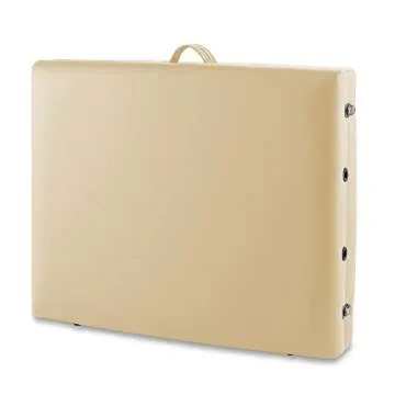 Saloniture Professional Portable Lightweight Bi-Fold Memory Foam Massage Table with Reiki Panels - Includes Headrest, Face Cradle, Armrests and Carrying Case - Cream
