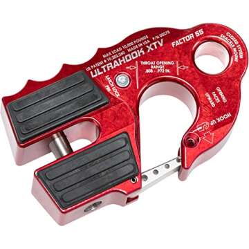 Factor 55 UltraHook XTV Winch Hook - Durable ATV/UTV Recovery Gear in Red
