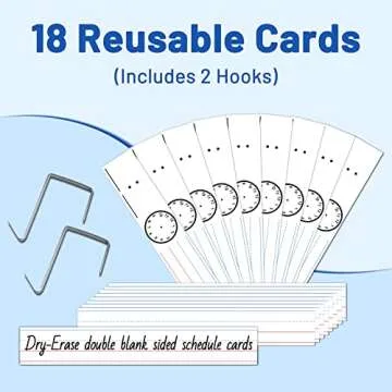 AKAYOK Daily Schedule Pocket Chart, 13+1 Pocket Visual Schedule Chart, 18 Double-Sided Blank Reusable Dry-Eraser Cards, Educational Schedule Charts for Classroom Homeschooling Toddlers-Black