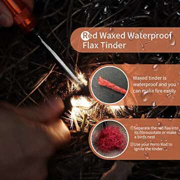 PSKOOK Survival Paracord 100ft Fire Starter Cord Multi-Function Outdoor Gear