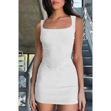 CHYRII Women's Summer Two Piece Square Neck Outfit